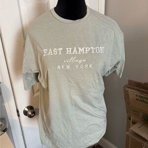 SHEIN Green Short Sleeve Tee East Hampton Print